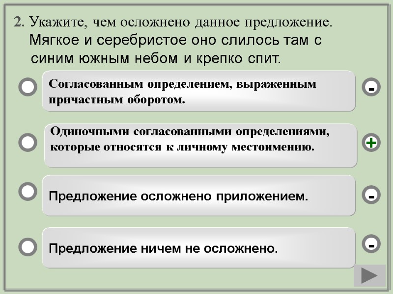 2. Укажите, чем осложнено данное предложение.     Мягкое и серебристое оно